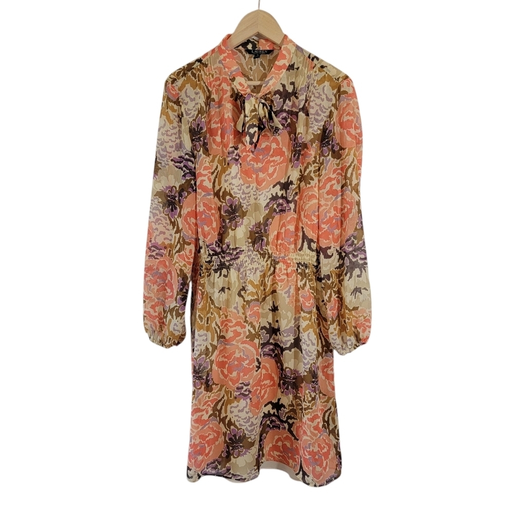 Lauren Ralph Lauren Black Label Multi Floral Chiffon Sundress Sz 16 Cottagecore